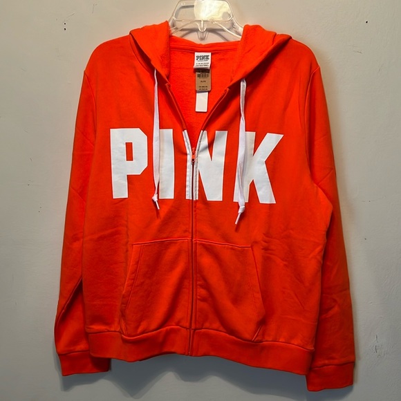 PINK Victoria's Secret Tops - Victoria’s Secret PINK Zip Hoodie In Orange XL